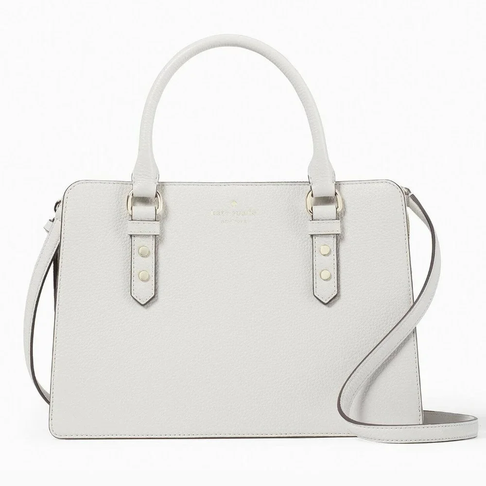 New Kate Spade Lise Mulberry Street Satchel Pebble Leather Quill Grey